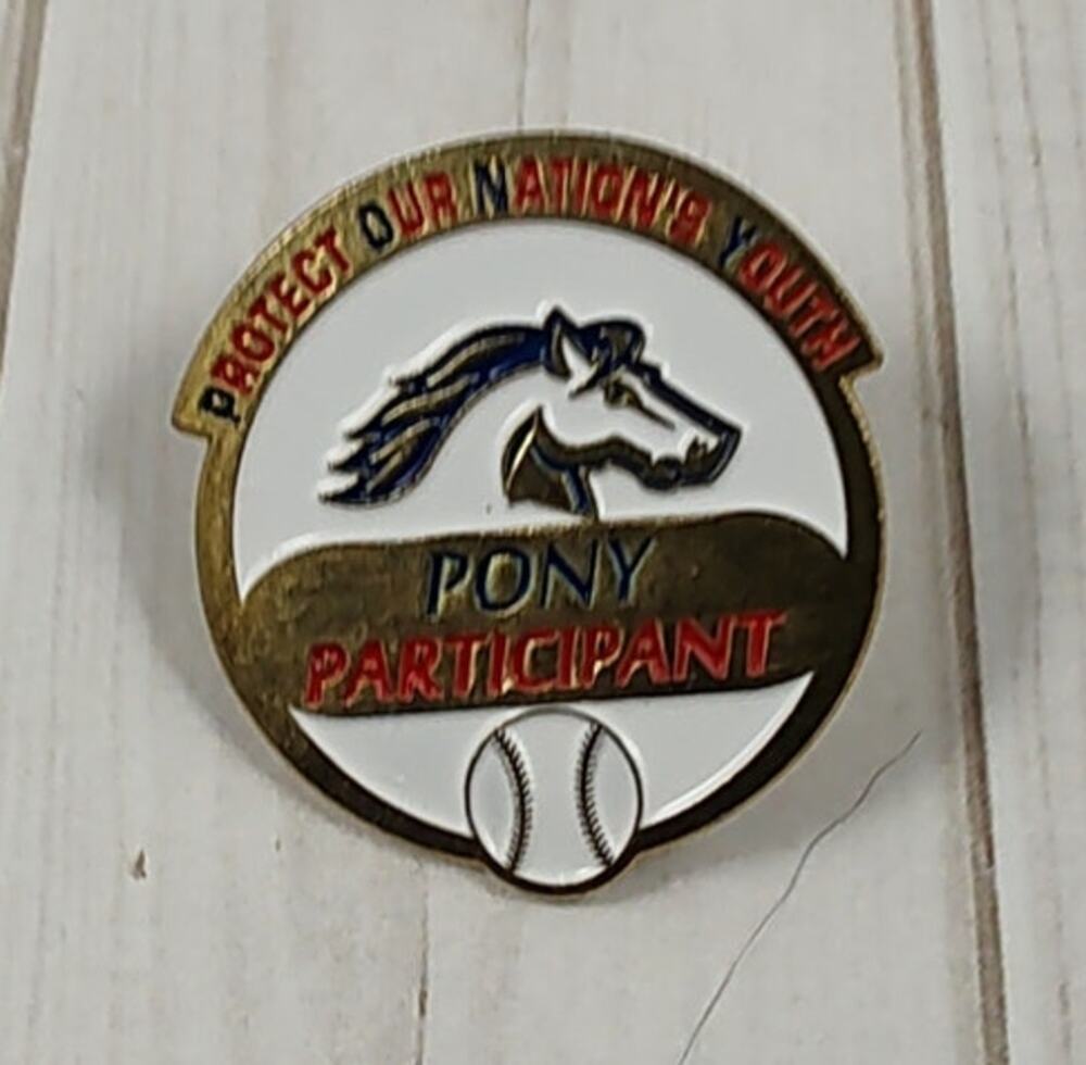 Pony Participant Pin Youth Baseball for a Hat, Lapel,  Jacket or Backpack